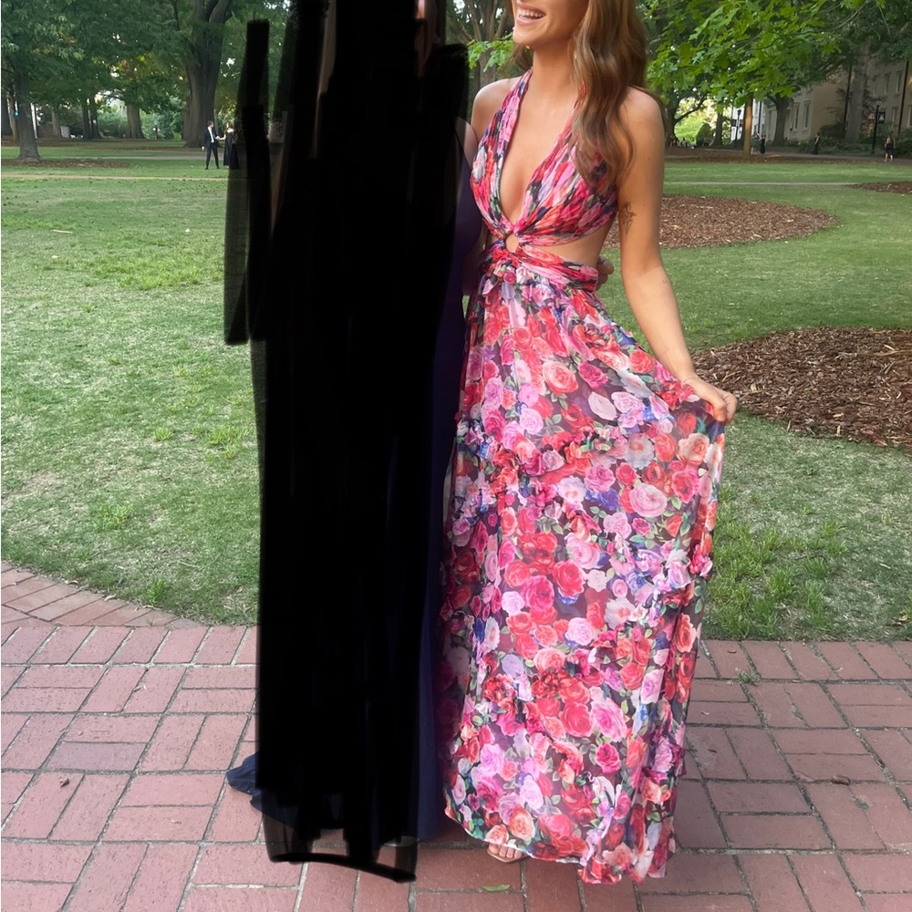 Leena for Mac Duggal Floral Cut-Out Dress